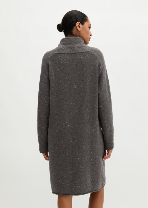 Regular-Fit Tweed Knit Dress — Dark Brown