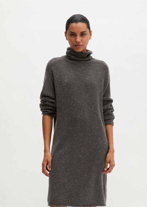 Regular-Fit Tweed Knit Dress — Dark Brown