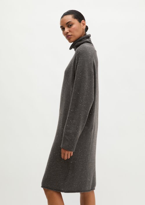 Regular-Fit Tweed Knit Dress — Dark Brown