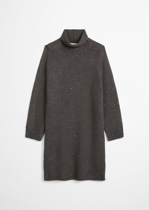 Regular-Fit Tweed Knit Dress — Dark Brown