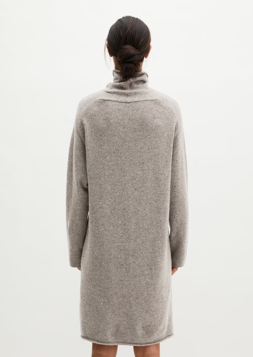 Regular-Fit Tweed Knit Dress — Dark Beige
