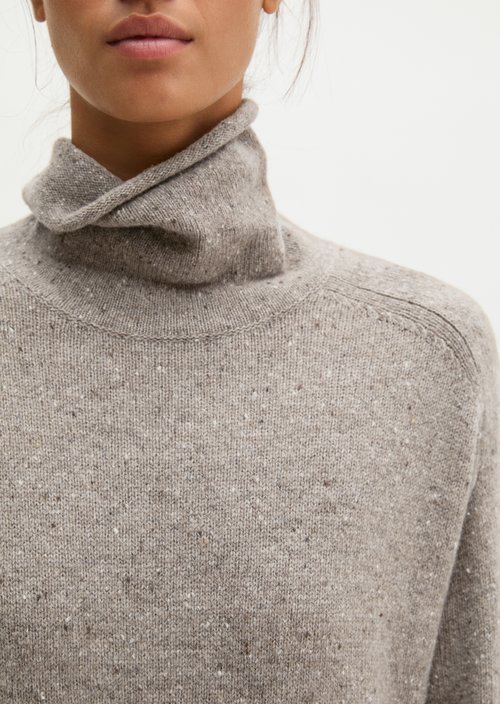Regular-Fit Tweed Knit Dress — Dark Beige