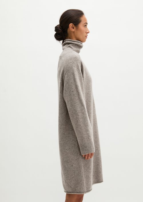 Regular-Fit Tweed Knit Dress — Dark Beige