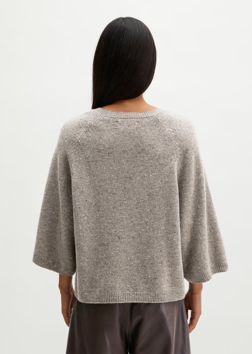 Regular-Fit Tweed Sweater — Dark Beige