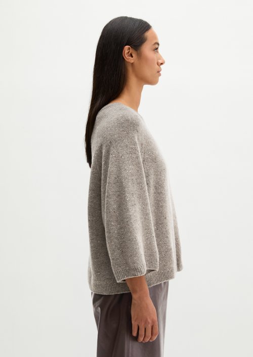 Regular-Fit Tweed Sweater — Dark Beige