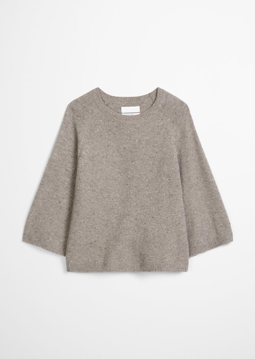 Regular-Fit Tweed Sweater — Dark Beige