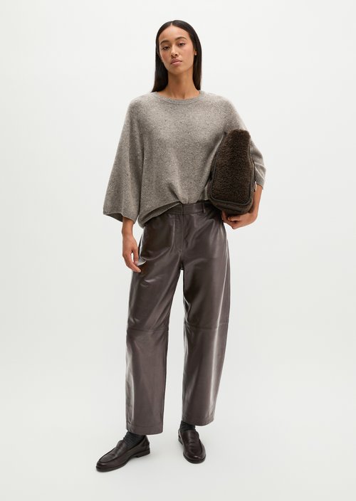 Regular-Fit Tweed Sweater — Dark Beige