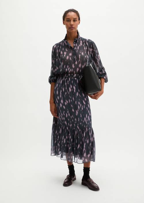 Crinkle-Bluse regular Dark Grey in Frontalansicht