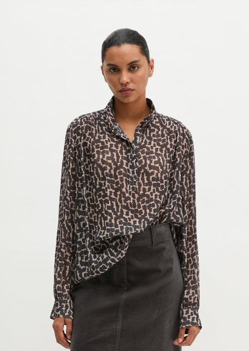 Crinkle Blouse, Regular Fit — Dark Grey