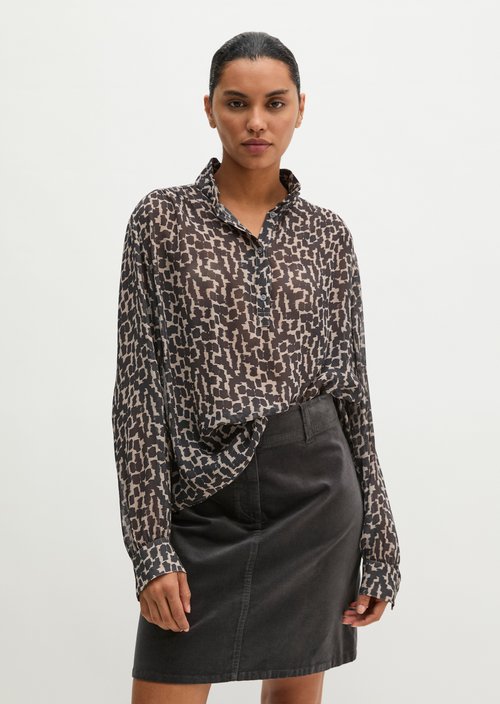 Crinkle Blouse, Regular Fit — Dark Grey