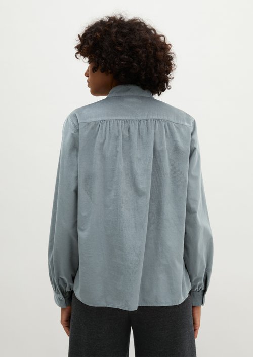 Relaxed-fit velvet blouse — Foggy Blue