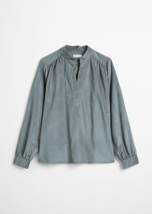 Relaxed-fit velvet blouse — Foggy Blue