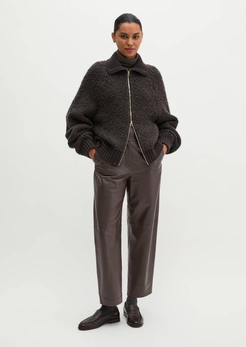 Cardigan ample à fermeture éclair Stone Brown Melange en vue de face