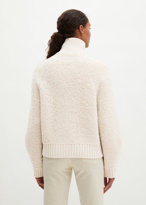 Loose Zip-Up Cardigan — Light Stone Melange