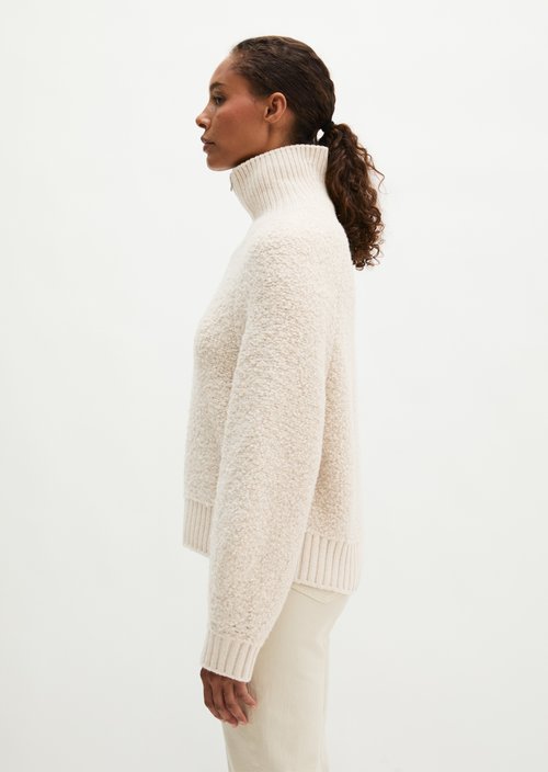 Loose Zip-Up Cardigan — Light Stone Melange