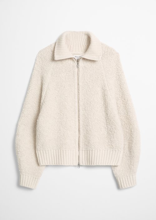 Loose Zip-Up Cardigan — Light Stone Melange