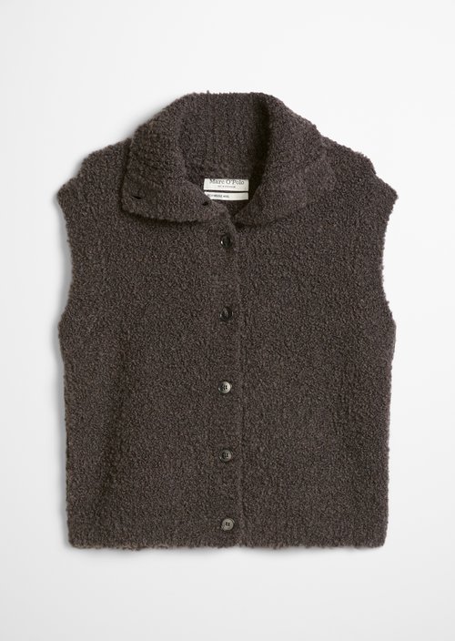 Slim-Fit Sleeveless Cardigan — Stone Brown Melange
