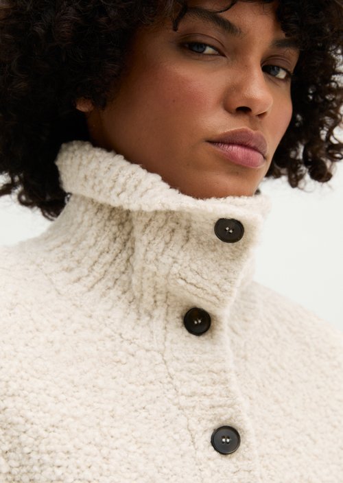 Slim-Fit Sleeveless Cardigan — Light Stone Melange