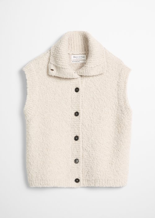 Slim-Fit Sleeveless Cardigan — Light Stone Melange