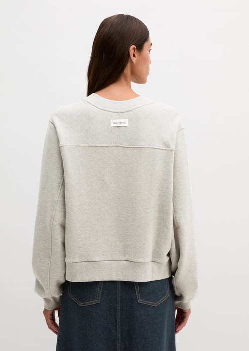 Relaxed-Fit V-Neck Sweatshirt — Clear Grey Melange