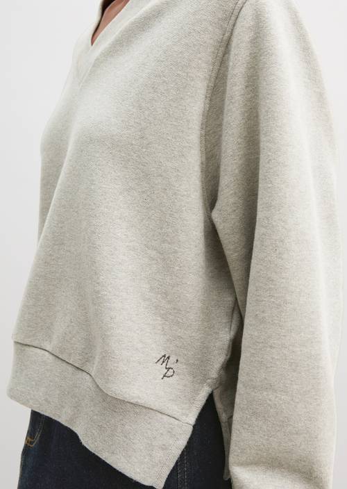 Relaxed-Fit V-Neck Sweatshirt Clear Grey Melange in detail view