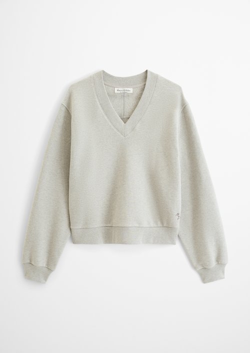 Relaxed-Fit V-Neck Sweatshirt — Clear Grey Melange