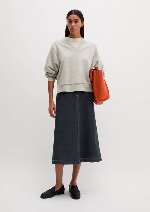 Relaxed-Fit V-Neck Sweatshirt Clear Grey Melange in front view