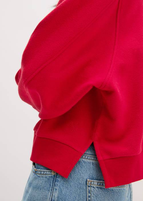 Relaxed-Fit V-Neck Sweatshirt Sunny Red in detail view