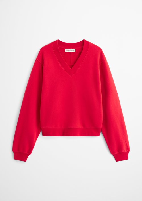 Relaxed-Fit V-Neck Sweatshirt — Sunny Red