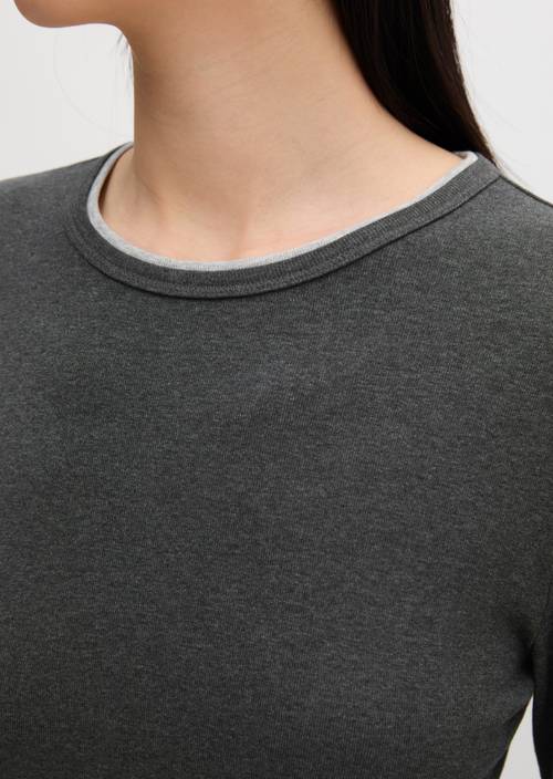 Regular-fit long-sleeve shirt Middle Grey Melange in detail view