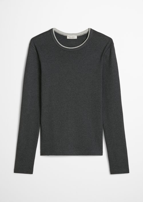 Regular-fit long-sleeve shirt — Middle Grey Melange