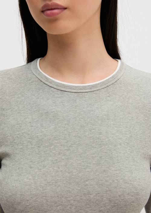Regular-fit long-sleeve shirt Clear Grey Melange in detail view