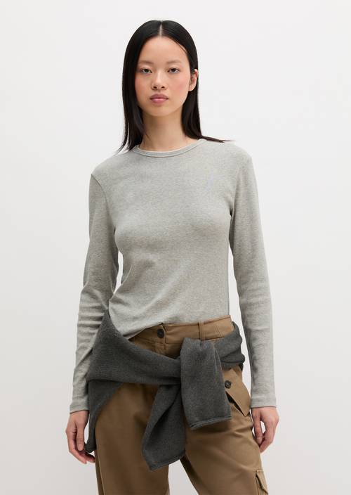 Regular-fit long-sleeve shirt Clear Grey Melange in front view