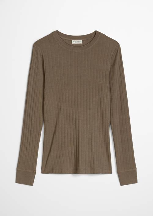 T-shirt à manches longues ajusté Milky Brown en vue isolée sans mannequin