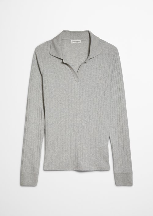 Slim-Fit Long-Sleeve Polo Shirt — Clear Grey Melange