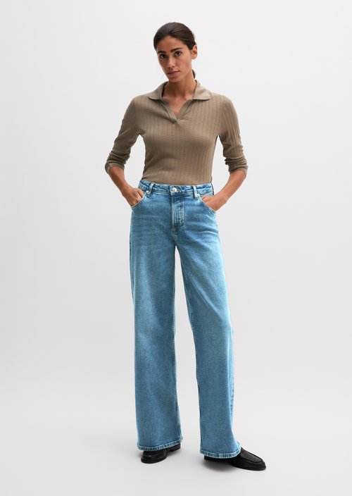 Slim-Fit Long-Sleeve Polo Shirt — Milky Brown