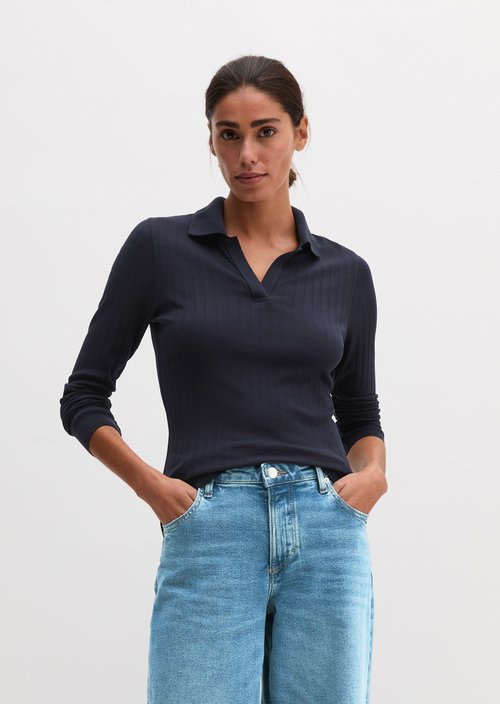 Slim-Fit Long-Sleeve Polo Shirt — Manic Midnight