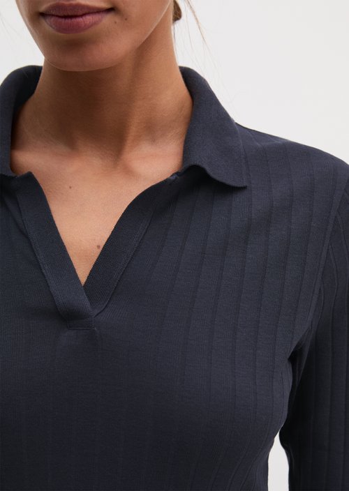 Slim-Fit Long-Sleeve Polo Shirt — Manic Midnight