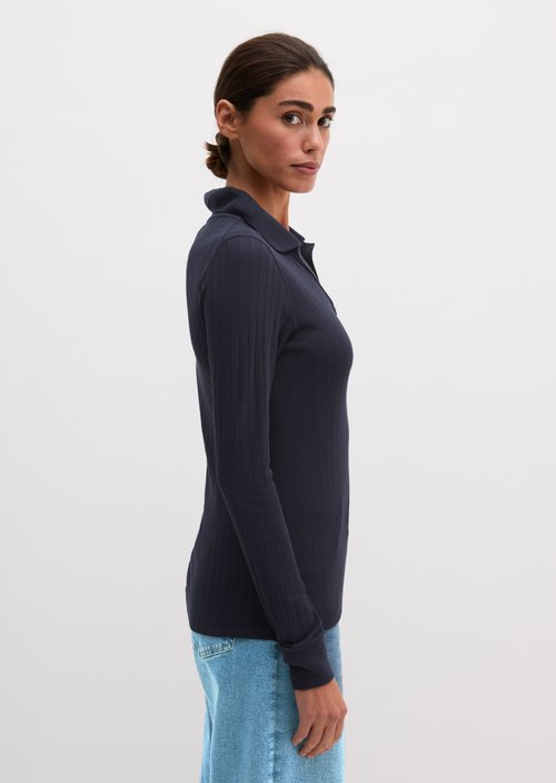 Slim-Fit Long-Sleeve Polo Shirt — Manic Midnight