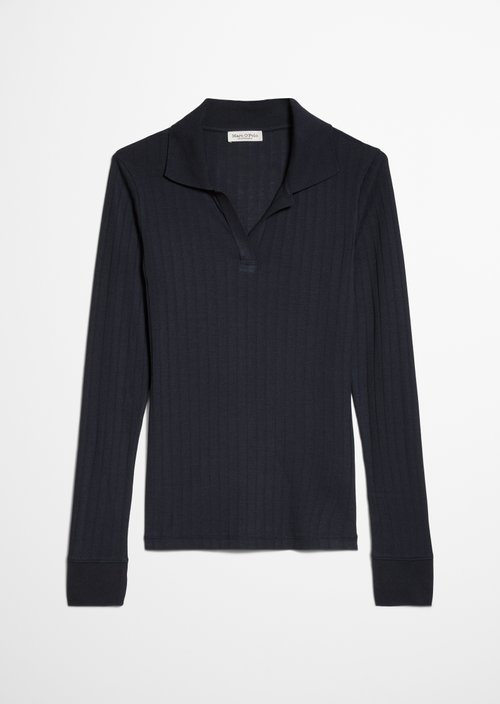 Slim-Fit Long-Sleeve Polo Shirt — Manic Midnight
