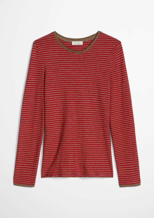 Camiseta a rayas, corte regular Dark Red en vista aislada sin modelo