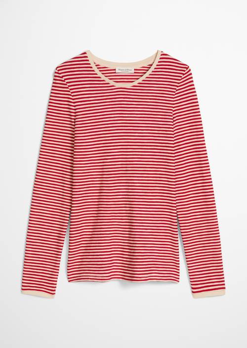 Camiseta a rayas, corte regular Medium Red en vista aislada sin modelo