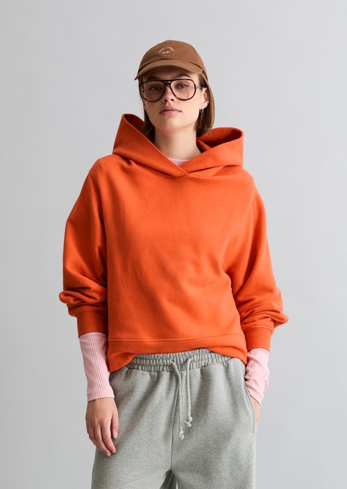 Relaxed-Fit Hooded Sweatshirt — Vivid Orange