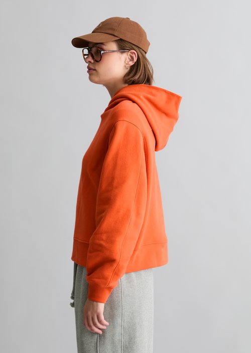 Relaxed-Fit Hooded Sweatshirt — Vivid Orange