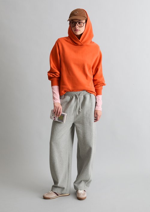 Relaxed-Fit Hooded Sweatshirt — Vivid Orange