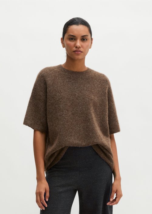 Loose-fitting knit sweater — Soft Brown Melange