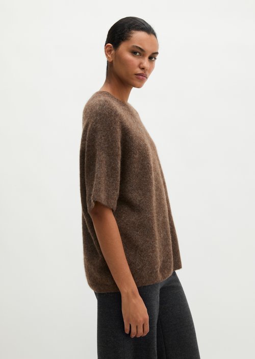 Loose-fitting knit sweater — Soft Brown Melange