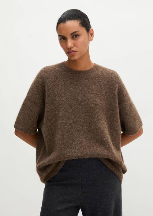 Pull en maille ample Soft Brown Melange en vue de face