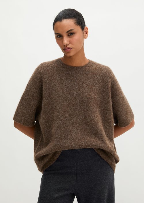Loose-fitting knit sweater — Soft Brown Melange