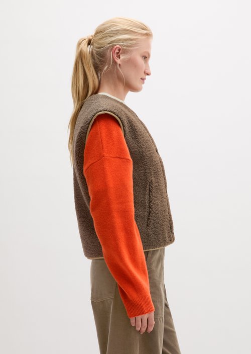 Reversible Quilted Vest, Regular Fit — Milky Brown